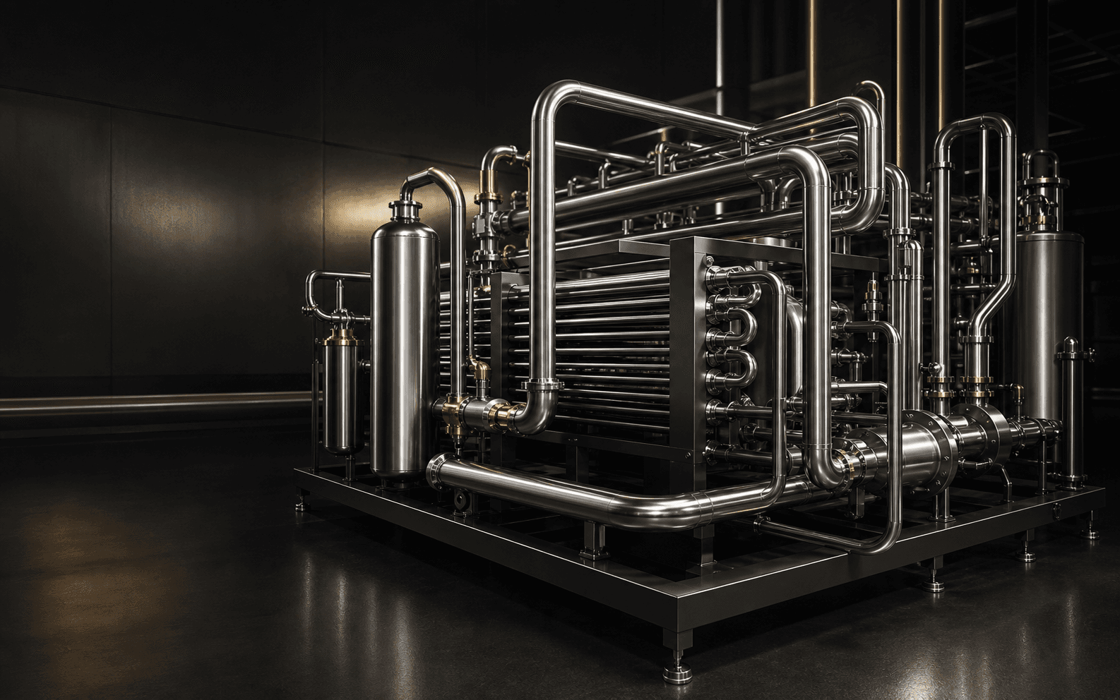Conceptual stainless-steel process-tube system for hygienic industrial applications