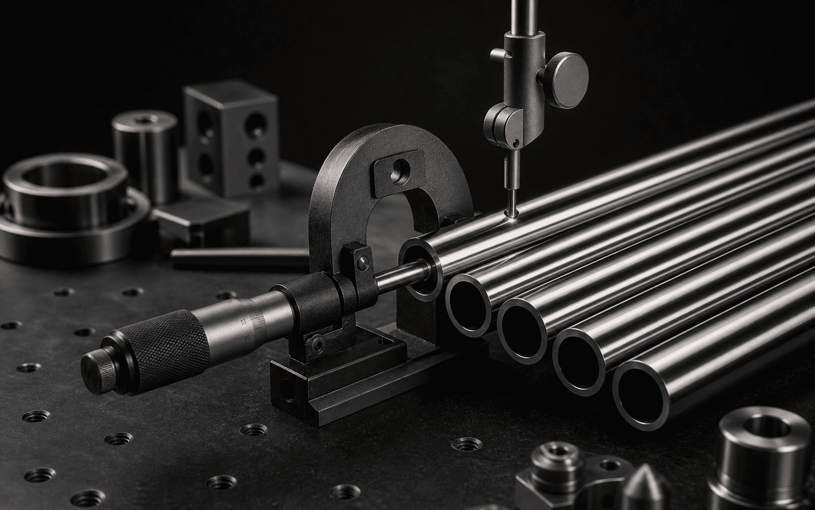 Conceptual calibrated dimensional inspection setup for stainless-steel tubes